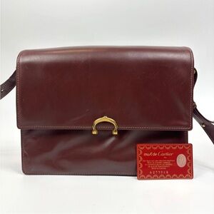 Cartier Burgundy Leather Shoulder Bag